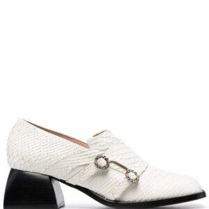 Nodaleto Bulla Lulu Ivory Reptile Heeled Loafers